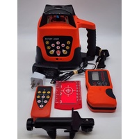 Rotary Laser Level Red Beam with Receiver Remote and Accessories in Hard Case