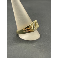 Mens 9ct Yellow Gold Diamond Ring