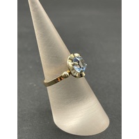 Ladies 14ct Yellow Gold Blue Gemstone Ring