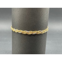 Ladies 18ct Two Tone Gold Braided Rope Link Bracelet