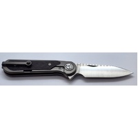 Liong Mah Flipper Knife Premium Bohler M390 Blade Titanium Carbon Fiber Handle