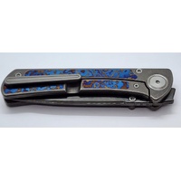 Maxace Peregrine ZDP189 Folding Knife 90mm Grey Titanium with Timascus Inlays