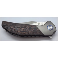 Reate Tiger Titanium Bead Blast Fat Carbon Copper Camo Pocket Knife M390 Blade