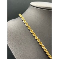 Unisex 18ct Yellow Gold Singapore Rope Twist Link Necklace & Round Coin Pendant