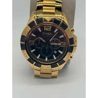 Chisel Mens Gold Tone Stainless Steel Black Dial Chronograph Watch 5829181