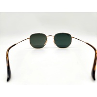 Ray-Ban RB3548N 001 51-21 Gold Hexagonal Flat Lenses Green Classic Sunglasses