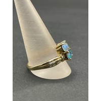 Ladies 9ct Yellow Gold Blue Opal Gemstone Ring