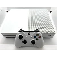 Microsoft Xbox One S 1TB Game Console White 1681 with Controller and Leads