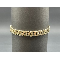 Mens 9ct Yellow Gold Diamond Cut Curb Link Bracelet