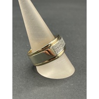 Mens 9ct Yellow Gold Diamond Ring