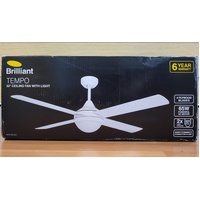 Brilliant Tempo 52 Inch 3 Speed Ceiling Fan with Light White 20915/05