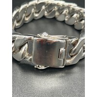 Mens 925 Sterling Silver Chunky Curb Link Bracelet NEW