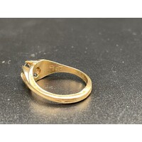 Unisex 9ct Yellow Gold Blue Stone Ring (Pre-Owned)