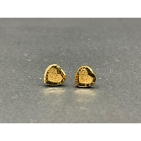 Ladies 18ct Yellow Gold Heart Shape Stud Earrings