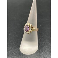 Ladies 9ct Yellow Gold Purple Gemstone Ring (Pre-Owned)