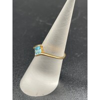 Ladies 9ct Yellow Gold Blue Gemstone Ring (Pre-Owned)