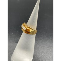 Mens 18ct Yellow Gold CZ Pinky Ring (Pre-Owned)