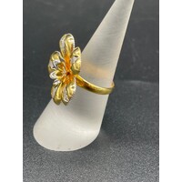 Ladies 18ct Yellow Gold Flower Design Ring (Pre-Owned)