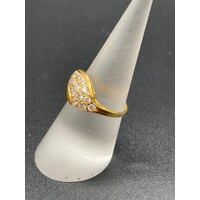 Ladies 21ct Yellow Gold CZ Ring (Pre-Owned)