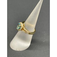 Ladies 18ct Yellow Gold turquoise and Diamond Ring (Pre-Owned)