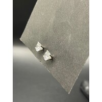 Ladies 18ct White Gold CZ Stud Earrings