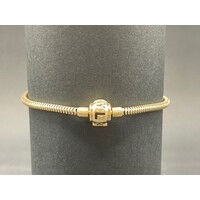 Ladies 9ct yellow Gold Snake Link Charm Bracelet