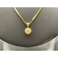 Ladies 22ct Yellow Gold Snake Link Chain & Diamond Pendant