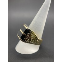 Men's 9ct Yellow Gold Black Gemstone Ring