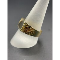 Mens 9ct Yellow Gold Diamond Ring