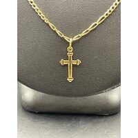 Unisex 9ct Yellow Gold cable/curb Link Chain & Cross Pendant