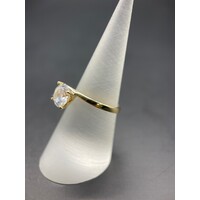 Ladies 14ct Yellow Gold Solitaire Cubic Zirconia Ring