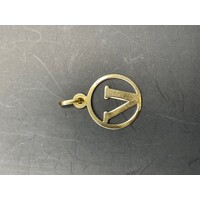 Unisex 18ct Yellow Gold Letter V Pendant