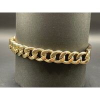 Unisex 14ct Yellow Gold Curb Link ID Bracelet