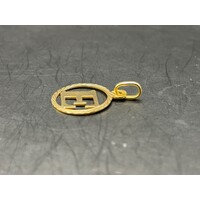 Unisex 18ct Yellow Gold Letter E Pendant