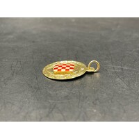 Unisex 18ct Yellow Gold Round Croation Sheild Pendant