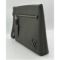 Louis Vuitton Takeoff Pouch Khaki Green Clutch Bag with Original Receipt