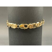 Mens 9ct Yellow Gold Anchor and Birdseye Link Bracelet