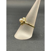 Ladies 14ct Yellow Gold White Pearl Ring