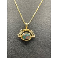 Ladies 9ct Yellow Gold Box Link Necklace and Pendant