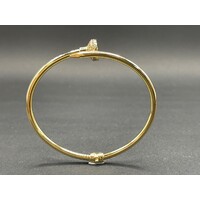 Ladies 18ct Yellow Gold Oval Hinged Bangle