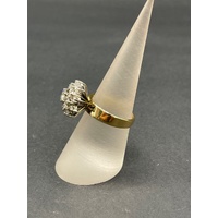 Ladies 18ct Yellow Gold Diamond Cluster Flowerette Ring