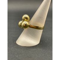 Ladies 14ct Yellow Gold Plain 3 Ball Wrap Around Ring