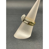 Ladies 9ct Yellow Gold Diamond Cluster Wedding Ring Set