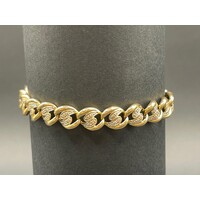 Ladies 9ct Yellow Gold Fancy Link Diamond Bracelet