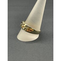 Ladies 9ct Yellow Gold Curb Link Pattern Diamond Ring