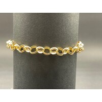 Ladies 9ct Yellow Gold Belcher Link Heart Clasp Bracelet