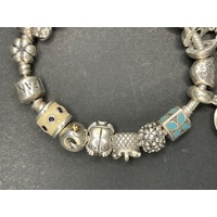 Ladies 925 Sterling Silver Pandora Snake Link Charm Bracelet