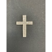 Unisex 18ct Yellow Gold Diamond Cluster Cross Pendant