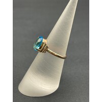 Ladies 9ct Yellow Gold Blue Gemstone Ring