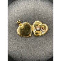 Ladies 9ct Yellow Gold Love Heart Locket Pendant